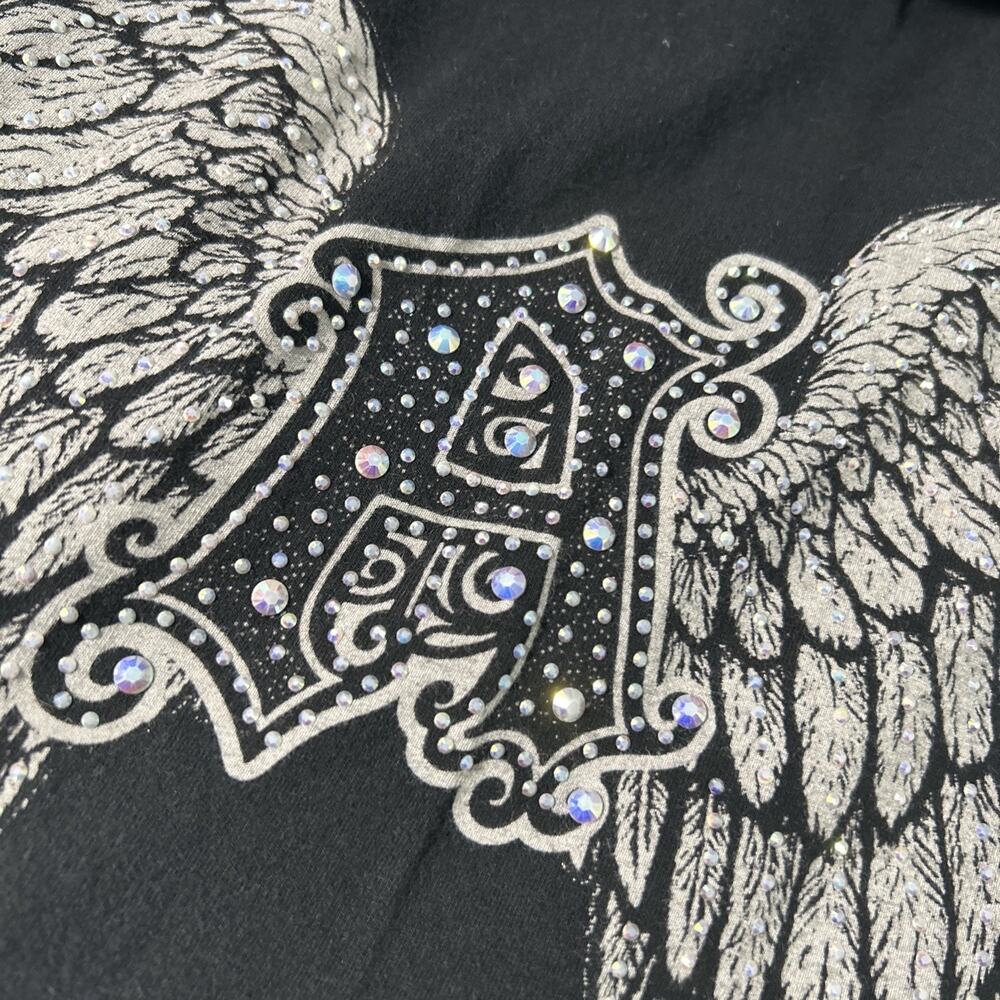 Y2K 2000s Embellished Rhinestoned Beyond Baggy Flare Sweatpants 26x35 Dojo Loose - Picture 3 of 16